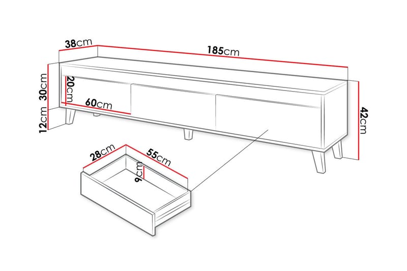 Amshyttan Tv-bänk 185 cm - Brun - Möbler - Tv möbel & mediamöbel - TV bänk & mediabänk