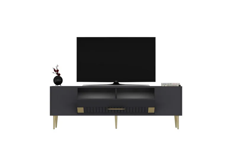 Anira Tv-bänk 150 cm - Antracit/Guld - Möbler - Tv möbel & mediamöbel - TV bänk & mediabänk