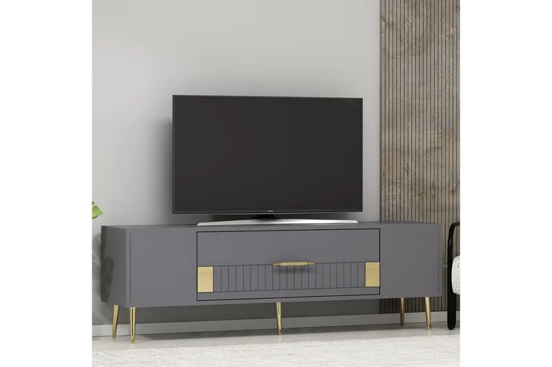 Anira Tv-bänk 150 cm - Antracit/Guld - Möbler - Tv möbel & mediamöbel - TV bänk & mediabänk