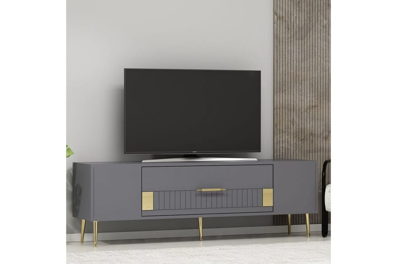 Anira Tv-bänk 150 cm - Antracit/Guld - Möbler - Tv möbel & mediamöbel - TV bänk & mediabänk