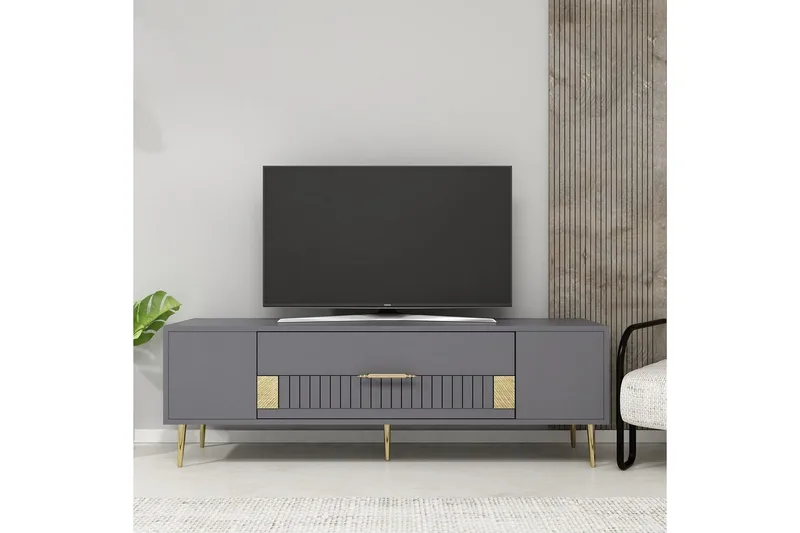 Anira Tv-bänk 150 cm - Antracit/Guld - Möbler - Tv möbel & mediamöbel - TV bänk & mediabänk