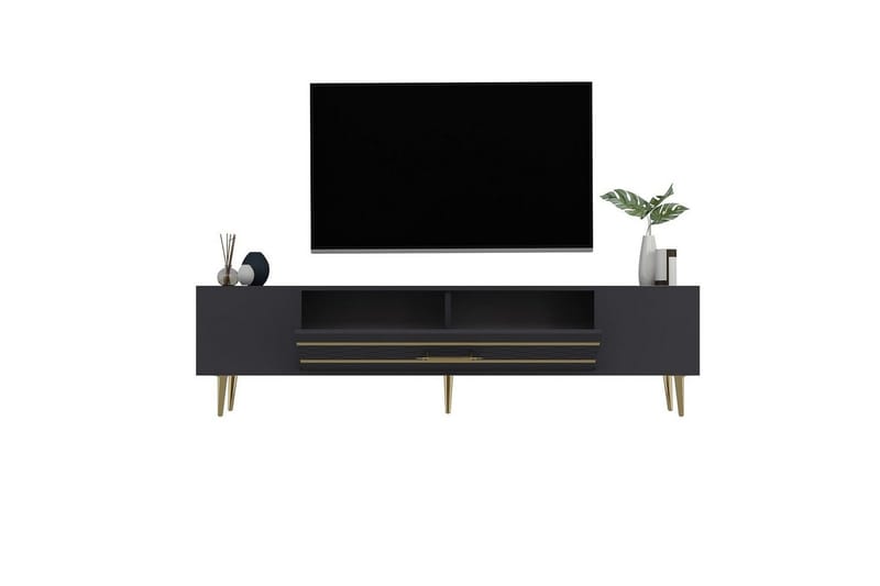 Anira Tv-bänk 150 cm - Antracit/Guld - Möbler - Tv möbel & mediamöbel - TV bänk & mediabänk