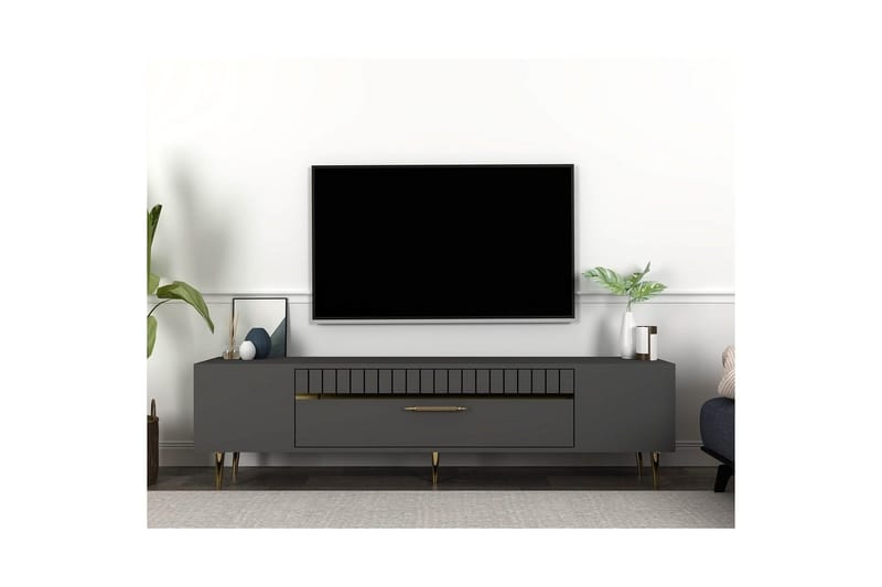 Anira Tv-bänk 150 cm - Antracit/Guld - Möbler - Tv möbel & mediamöbel - TV bänk & mediabänk