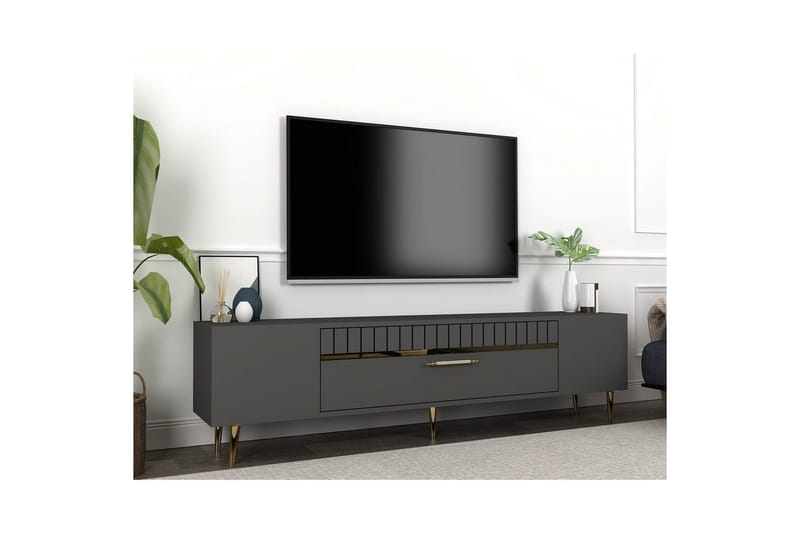 Anira Tv-bänk 150 cm - Antracit/Guld - Möbler - Tv möbel & mediamöbel - TV bänk & mediabänk