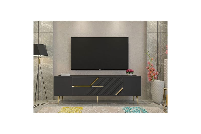 Anira Tv-bänk 150 cm - Antracit/Guld - Möbler - Tv möbel & mediamöbel - TV bänk & mediabänk