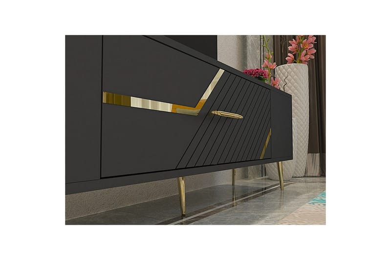 Anira Tv-bänk 150 cm - Antracit/Guld - Möbler - Tv möbel & mediamöbel - TV bänk & mediabänk