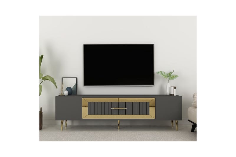 Anira Tv-bänk 150 cm - Antracit/Guld - Möbler - Tv möbel & mediamöbel - TV bänk & mediabänk