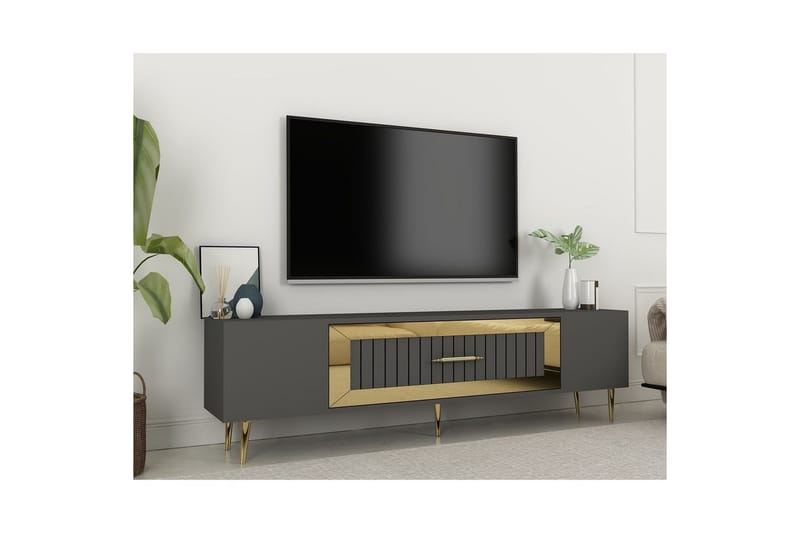 Anira Tv-bänk 150 cm - Antracit/Guld - Möbler - Tv möbel & mediamöbel - TV bänk & mediabänk
