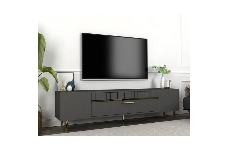Anira Tv-bänk 150 cm - Antracit/Guld - Möbler - Tv möbel & mediamöbel - TV bänk & mediabänk