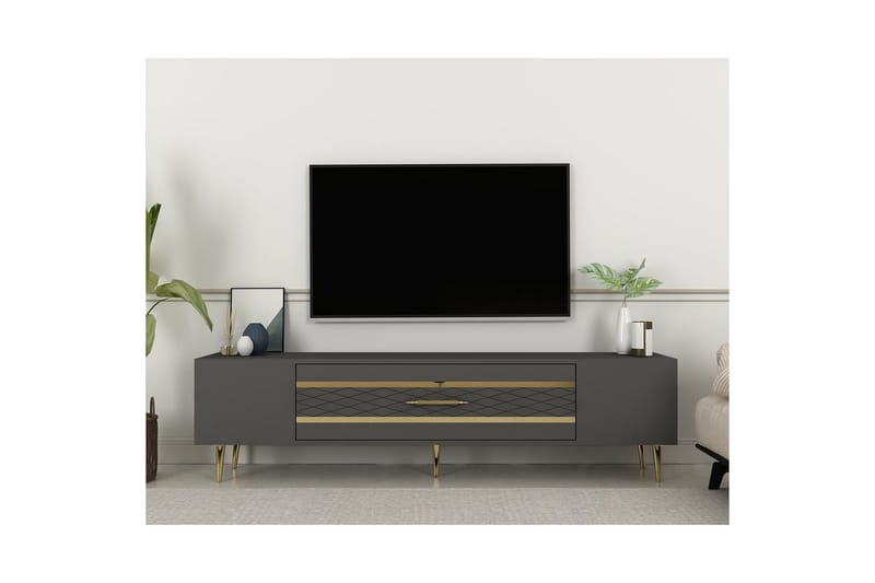 Anira Tv-bänk 150 cm - Antracit/Guld - Möbler - Tv möbel & mediamöbel - TV bänk & mediabänk