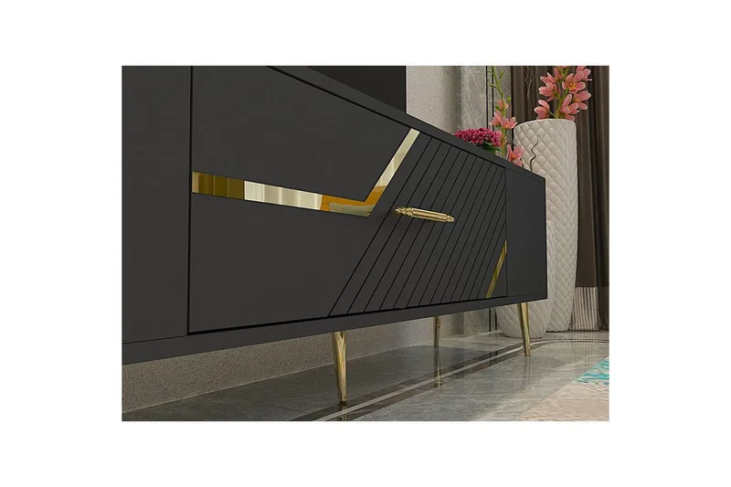 Anira Tv-bänk 150 cm - Antracit/Guld - Möbler - Tv möbel & mediamöbel - TV bänk & mediabänk