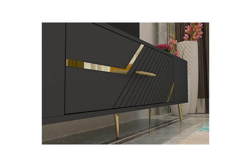 Anira Tv-bänk 150 cm - Antracit/Guld - Möbler - Tv möbel & mediamöbel - TV bänk & mediabänk
