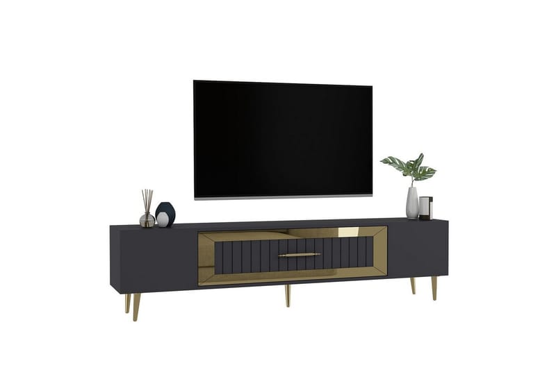 Anira Tv-bänk 150 cm - Antracit/Guld - Möbler - Tv möbel & mediamöbel - TV bänk & mediabänk