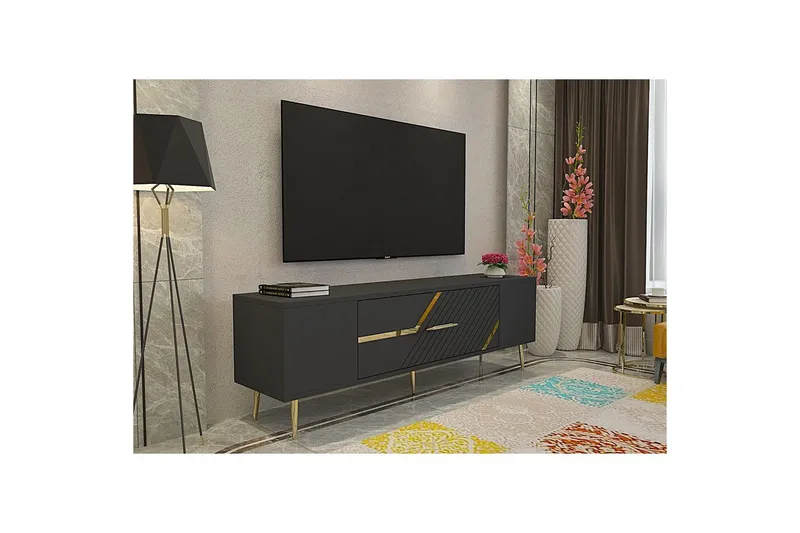 Anira Tv-bänk 150 cm - Antracit/Guld - Möbler - Tv möbel & mediamöbel - TV bänk & mediabänk