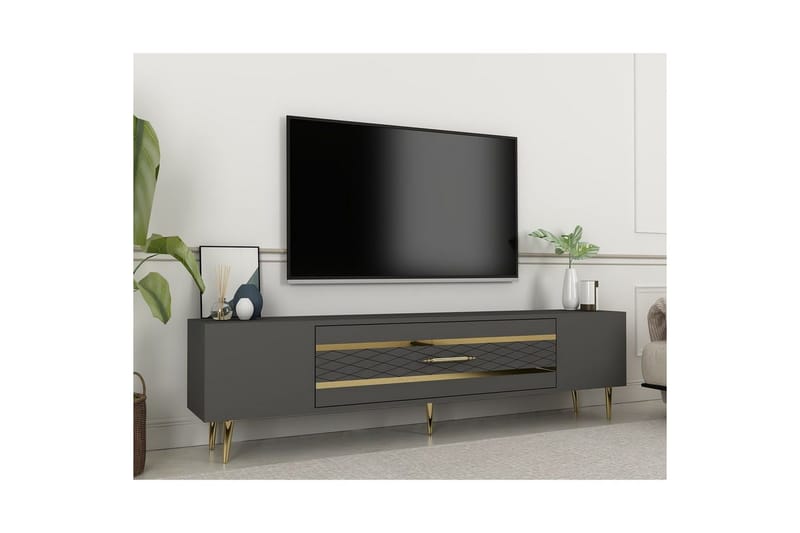 Anira Tv-bänk 150 cm - Antracit/Guld - Möbler - Tv möbel & mediamöbel - TV bänk & mediabänk