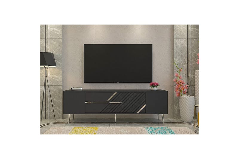 Anira Tv-bänk 150 cm - Antracit/Silver - Möbler - Tv möbel & mediamöbel - TV bänk & mediabänk