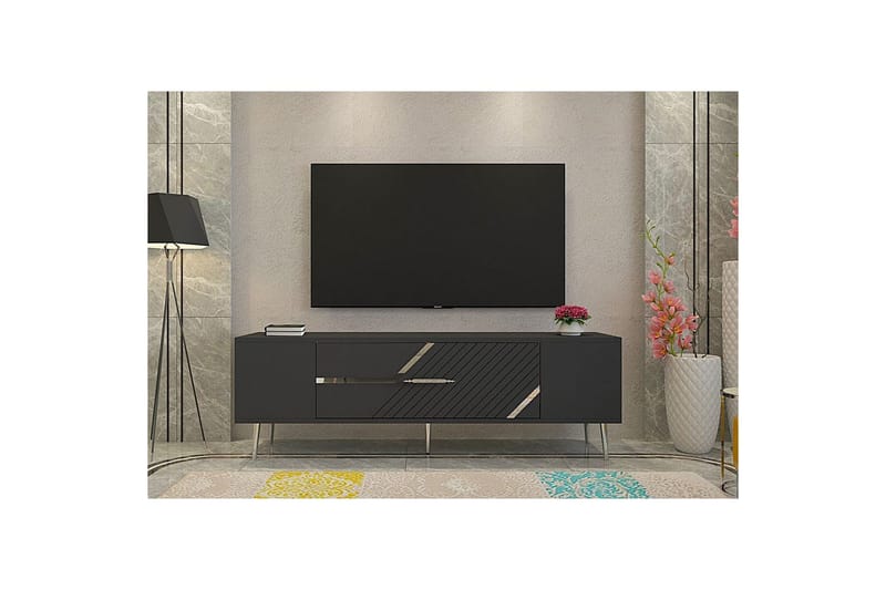Anira Tv-bänk 150 cm - Antracit/Silver - Möbler - Tv möbel & mediamöbel - TV bänk & mediabänk