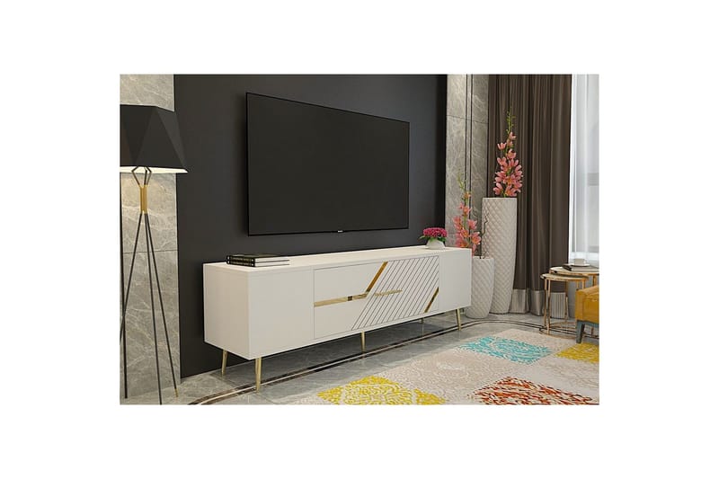Anira Tv-bänk 150 cm - Vit/Guld - Möbler - Tv möbel & mediamöbel - TV bänk & mediabänk