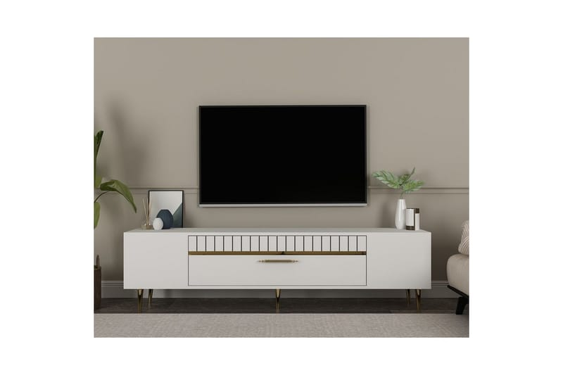 Anira Tv-bänk 150 cm - Vit/Guld - Möbler - Tv möbel & mediamöbel - TV bänk & mediabänk