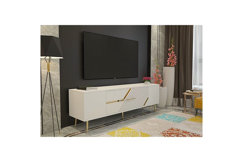 Anira Tv-bänk 150 cm - Vit/Guld - Möbler - Tv möbel & mediamöbel - TV bänk & mediabänk