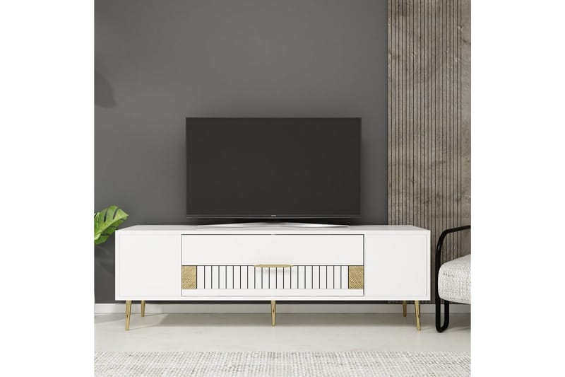 Anira Tv-bänk 150 cm - Vit/Guld - Möbler - Tv möbel & mediamöbel - TV bänk & mediabänk