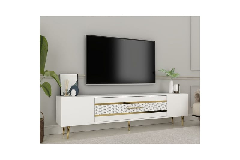 Anira Tv-bänk 150 cm - Vit/Guld - Möbler - Tv möbel & mediamöbel - TV bänk & mediabänk