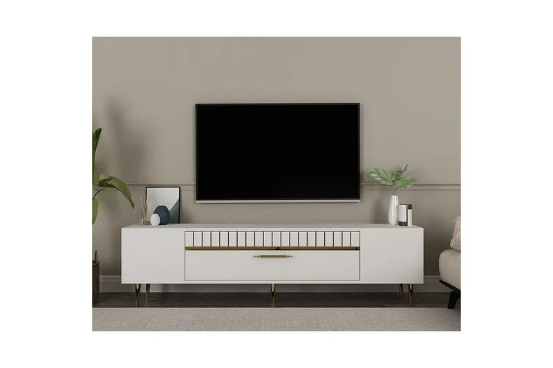 Anira Tv-bänk 150 cm - Vit/Guld - Möbler - Tv möbel & mediamöbel - TV bänk & mediabänk