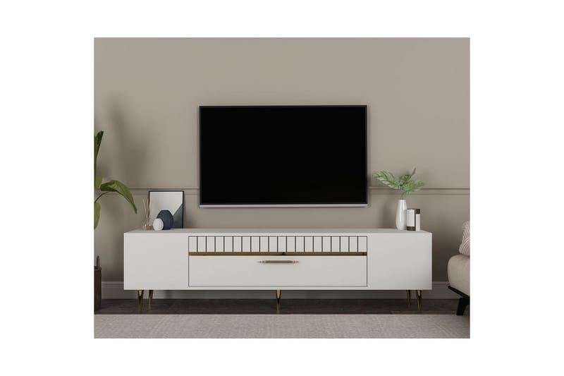 Anira Tv-bänk 150 cm - Vit/Guld - Möbler - Tv möbel & mediamöbel - TV bänk & mediabänk