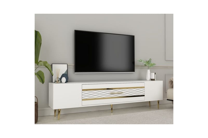 Anira Tv-bänk 150 cm - Vit/Guld - Möbler - Tv möbel & mediamöbel - TV bänk & mediabänk