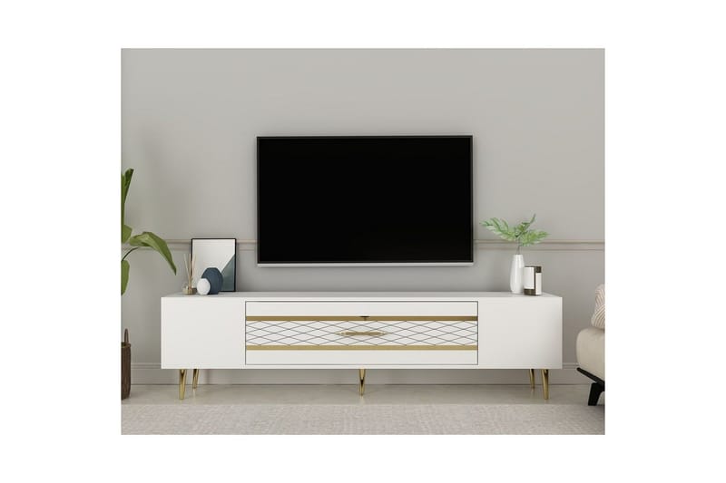 Anira Tv-bänk 150 cm - Vit/Guld - Möbler - Tv möbel & mediamöbel - TV bänk & mediabänk