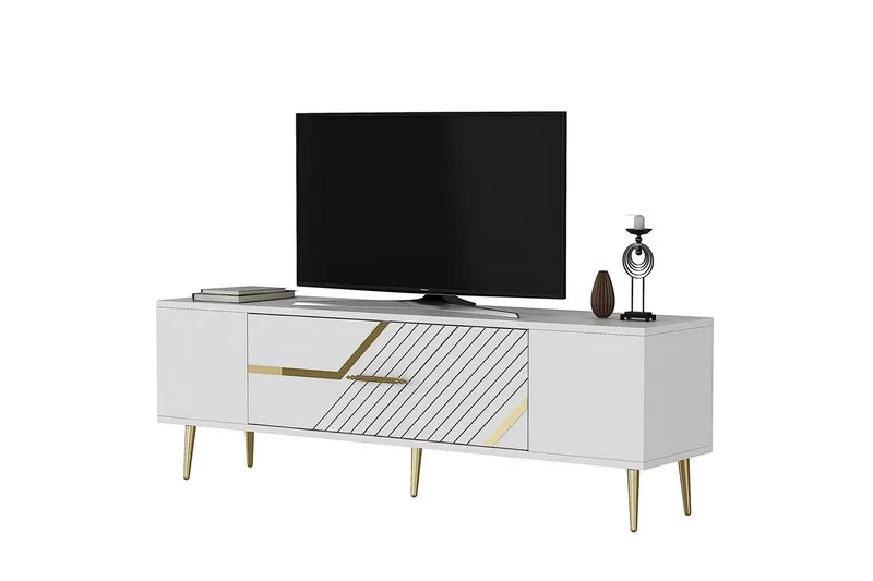 Anira Tv-bänk 150 cm, Vit/Guld