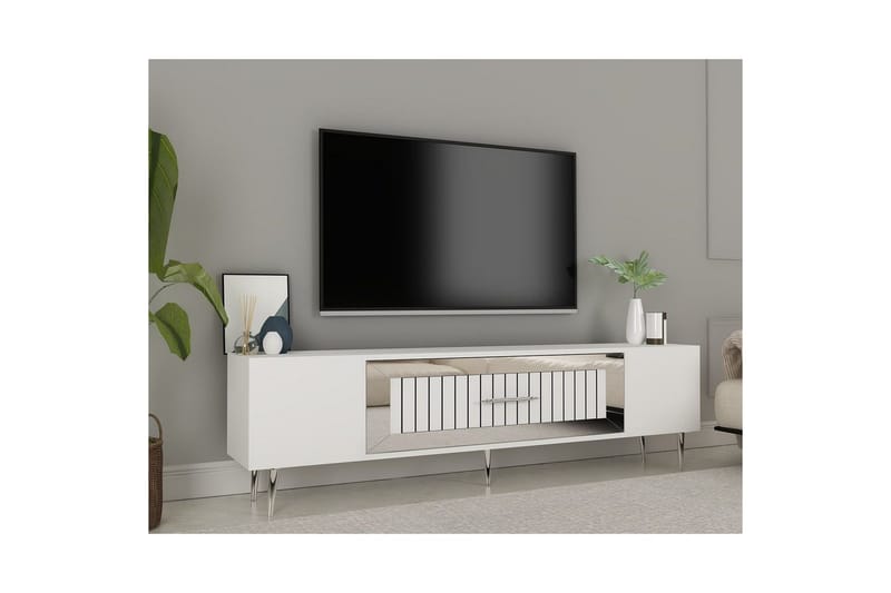 Anira Tv-bänk 150 cm - Vit/Silver - Möbler - Tv möbel & mediamöbel - TV bänk & mediabänk