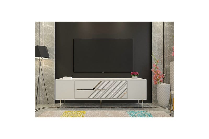 Anira Tv-bänk 150 cm - Vit/Silver - Möbler - Tv möbel & mediamöbel - TV bänk & mediabänk