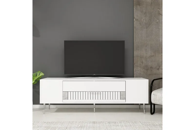 Anira Tv-bänk 150 cm - Vit/Silver - Möbler - Tv möbel & mediamöbel - TV bänk & mediabänk