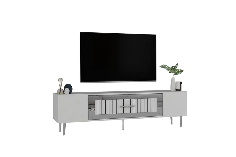 Anira Tv-bänk 150 cm - Vit/Silver - Möbler - Tv möbel & mediamöbel - TV bänk & mediabänk