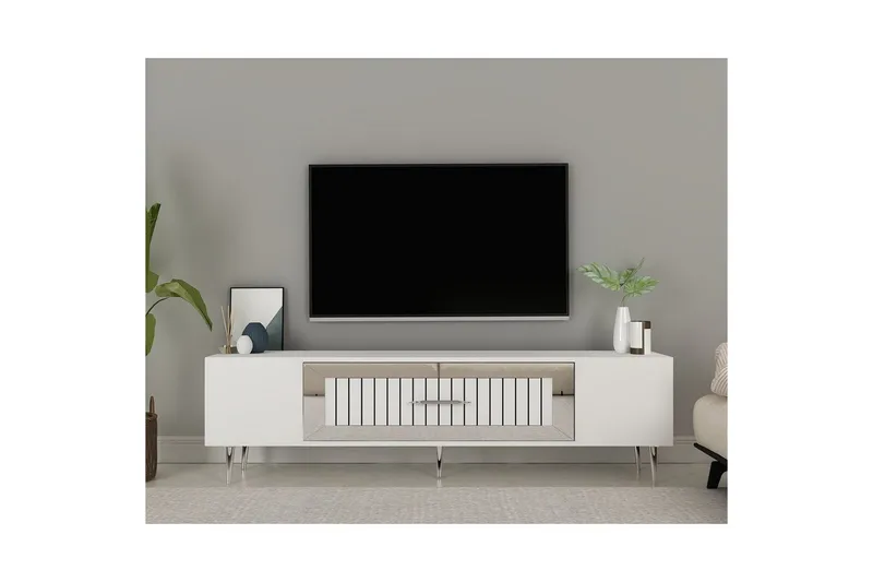 Anira Tv-bänk 150 cm - Vit/Silver - Möbler - Tv möbel & mediamöbel - TV bänk & mediabänk