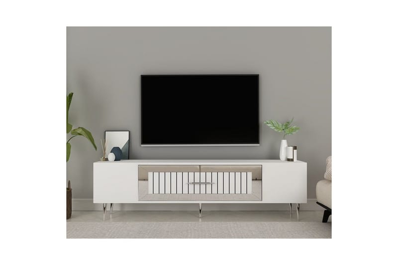 Anira Tv-bänk 150 cm - Vit/Silver - Möbler - Tv möbel & mediamöbel - TV bänk & mediabänk