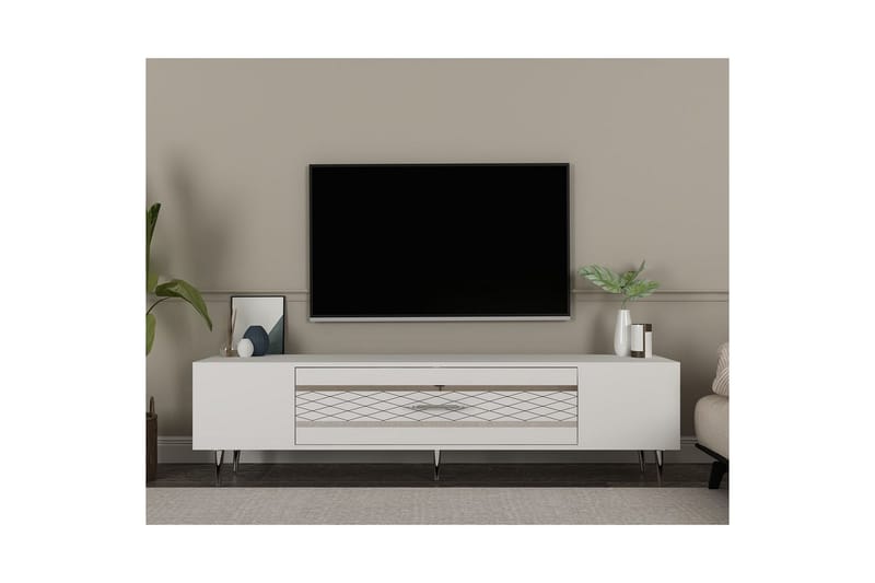 Anira Tv-bänk 150 cm - Vit/Silver - Möbler - Tv möbel & mediamöbel - TV bänk & mediabänk