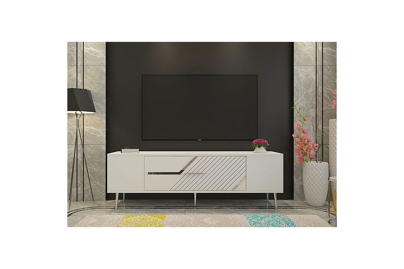 Anira Tv-bänk 150 cm - Vit/Silver - Möbler - Tv möbel & mediamöbel - TV bänk & mediabänk