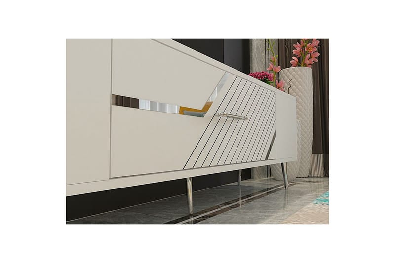 Anira Tv-bänk 150 cm - Vit/Silver - Möbler - Tv möbel & mediamöbel - TV bänk & mediabänk