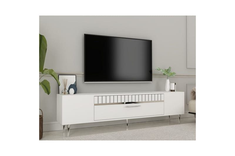 Anira Tv-bänk 150 cm - Vit/Silver - Möbler - Tv möbel & mediamöbel - TV bänk & mediabänk