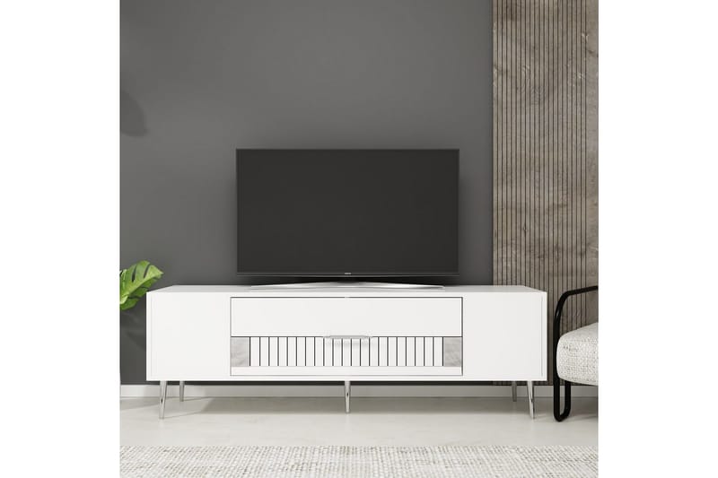 Anira Tv-bänk 150 cm - Vit/Silver - Möbler - Tv möbel & mediamöbel - TV bänk & mediabänk