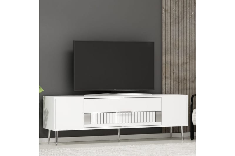 Anira Tv-bänk 150 cm - Vit/Silver - Möbler - Tv möbel & mediamöbel - TV bänk & mediabänk