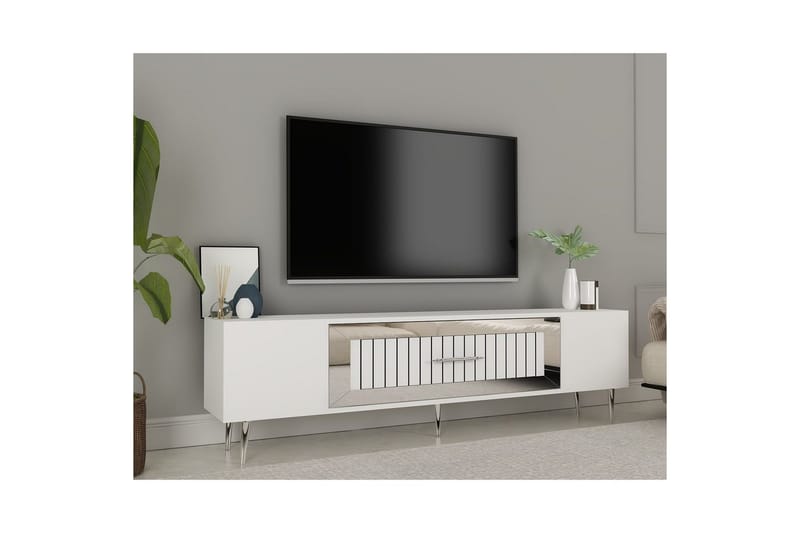 Anira Tv-bänk 150 cm - Vit/Silver - Möbler - Tv möbel & mediamöbel - TV bänk & mediabänk