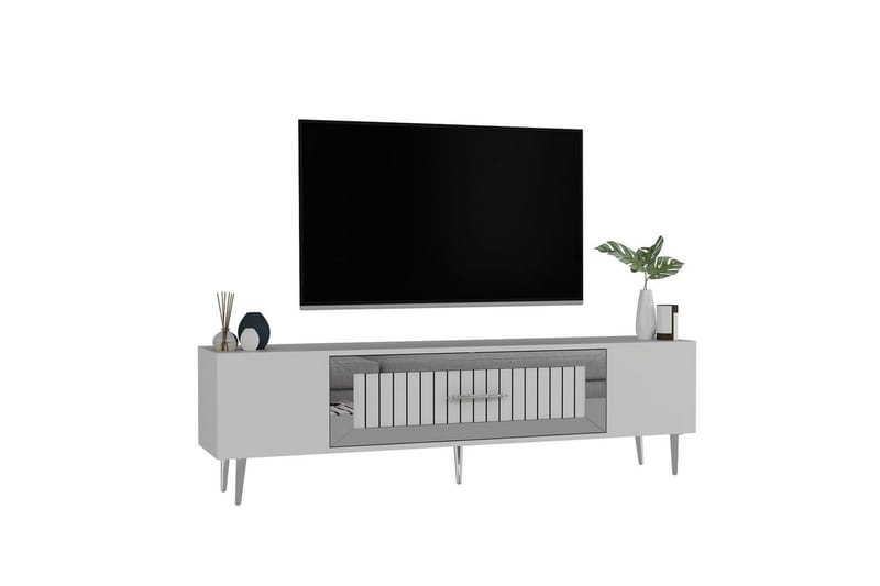 Anira Tv-bänk 150 cm - Vit/Silver - Möbler - Tv möbel & mediamöbel - TV bänk & mediabänk