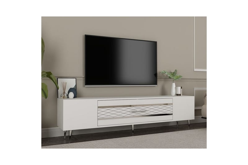 Anira Tv-bänk 150 cm - Vit/Silver - Möbler - Tv möbel & mediamöbel - TV bänk & mediabänk