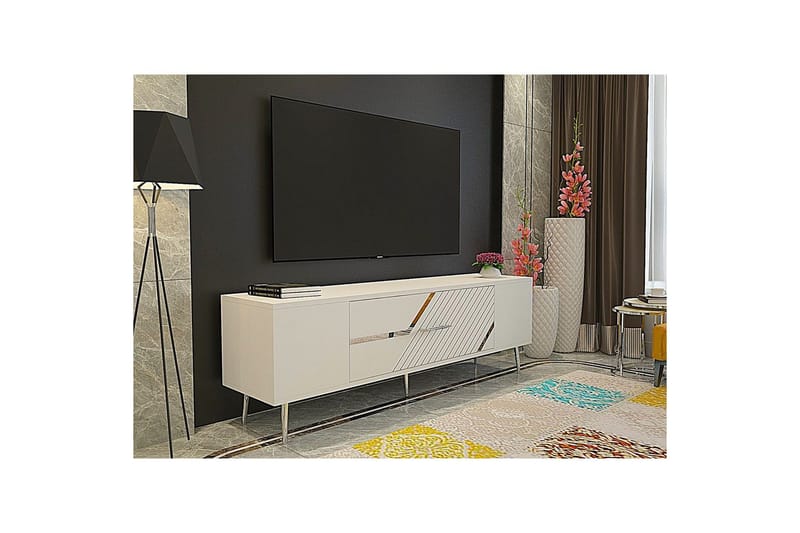 Anira Tv-bänk 150 cm - Vit/Silver - Möbler - Tv möbel & mediamöbel - TV bänk & mediabänk