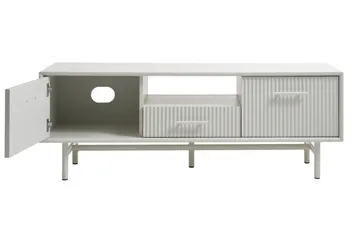 Anthony Golvstående Tv Bänk 140 cm med Förvaring i Målat Trä - Benvit - Möbler - Tv möbel & mediamöbel - TV bänk & mediabänk