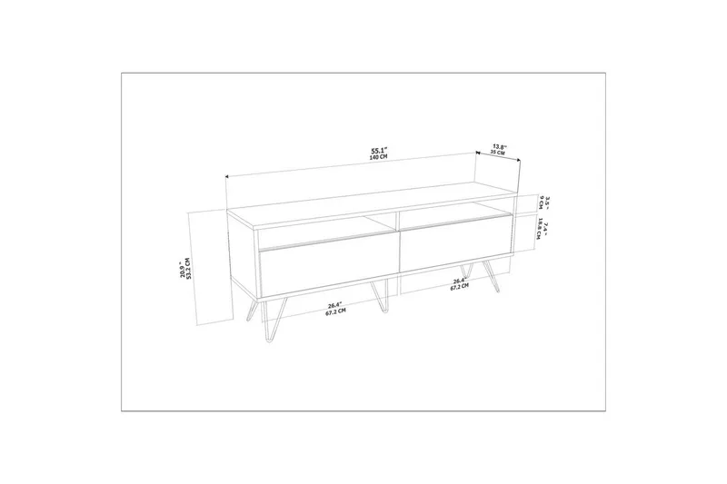 Anvor Tv-bänk 140 cm - Valnöt/Svart - Möbler - Tv möbel & mediamöbel - TV bänk & mediabänk