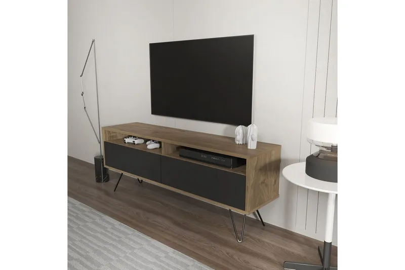 Anvor Tv-bänk 140 cm - Valnöt/Svart - Möbler - Tv möbel & mediamöbel - TV bänk & mediabänk